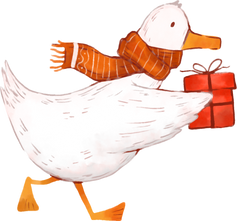 Watercolor Christmas Running Duck